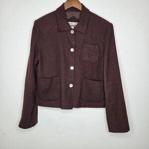 Winter Silks Womens Silk Wool Blend Button Up Jacket Size 12 Minimalist Career